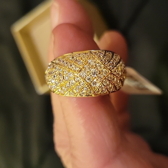 Moda al Massimo Bella luce diamond stimulant ring 18k yellow gold over bronze - Picture 2 of 5